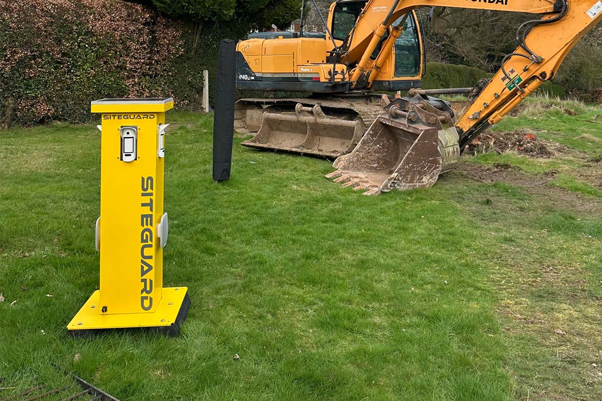 SiteGuard portable site protection deployed near construction equipment